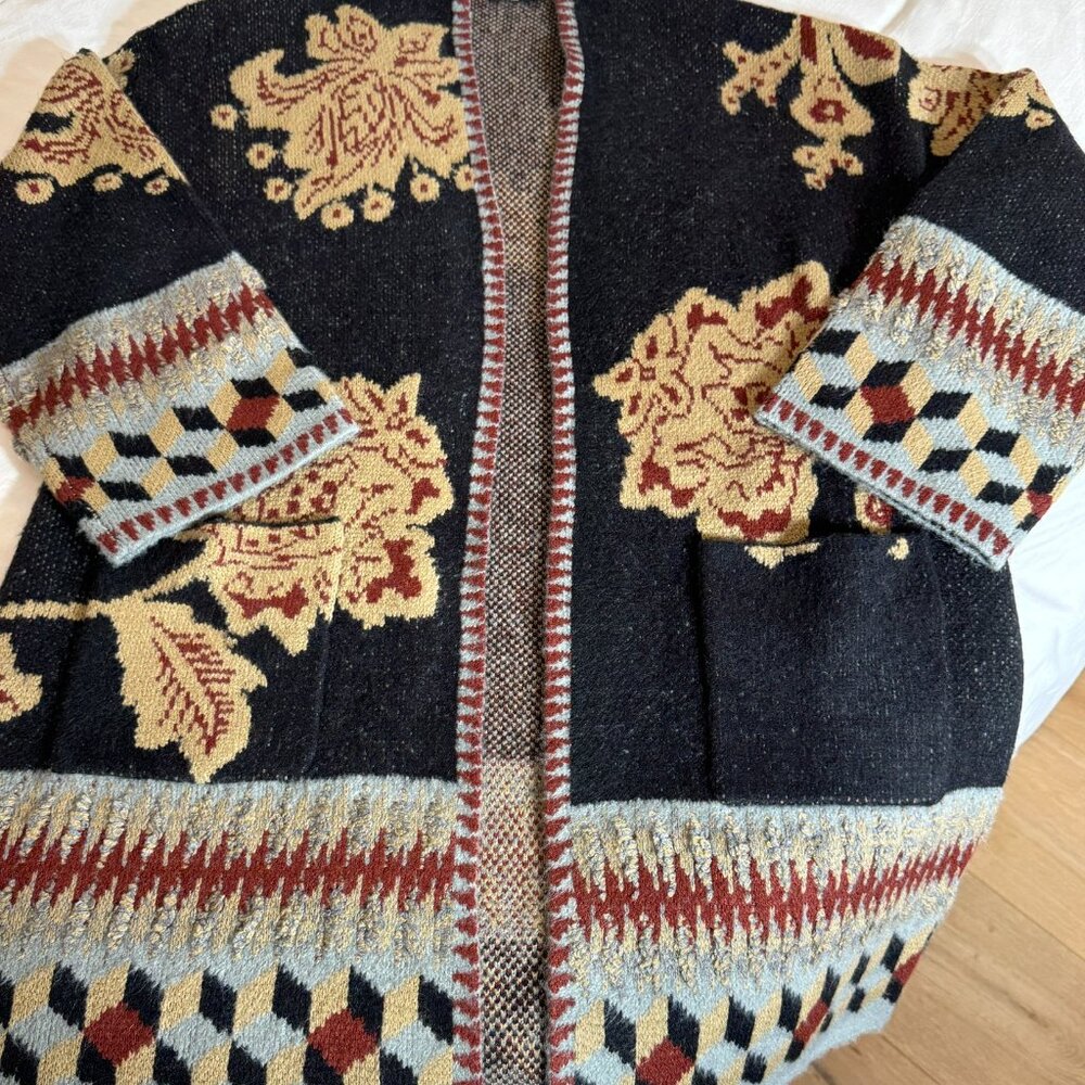 Oversized Floral Intarsia Cardigan - Picture 3 of 6